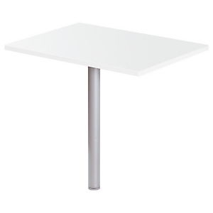 Extension Rectangle Actual L. 80 x 60 cm Blanc - Pied tube rond Aluminium