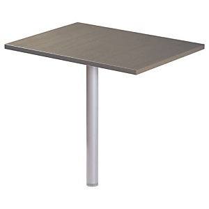 Extension rectangle Actual L. 80 x 60 cm - Plateau ChĂȘne grisĂ© - Pied tube rond Aluminium