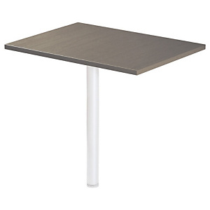 Extension rectangle Actual L. 80 x 60 cm - Plateau ChĂȘne grisĂ© - Pied tube rond Blanc