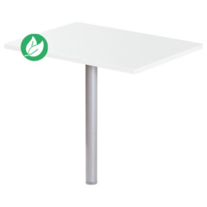 Extension Rectangle Actual L.80 x P.60 cm - Plateau Blanc - Pied tube rond Aluminium