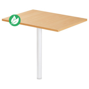 Extension Rectangle Actual L.80 x P.60 cm - Plateau Chêne naturel - Pied tube rond Blanc Extension Rectangle Actual L.80 x P.60 cm - Plateau Chêne naturel - Pied tube rond Blanc
