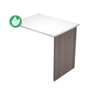 Extension retour pour bureau Pronto Bois - L.80 x P.60 cm - Plateau Blanc - Pieds panneaux Cendre Extension retour pour bureau Pronto Bois - L.80 x P.60 cm - Plateau Blanc - Pieds panneaux Cendre