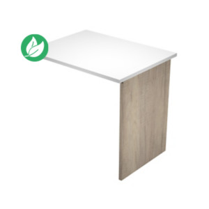 Extension retour pour bureau Pronto Bois - L.80 x P.60 cm - Plateau Blanc - Pieds panneaux Chêne Canadien Extension retour pour bureau Pronto Bois - L.80 x P.60 cm - Plateau Blanc - Pieds panneaux Chêne Canadien