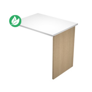 Extension retour pour bureau Pronto Bois - L.80 x P.60 cm - Plateau Blanc - Pieds panneaux Chêne