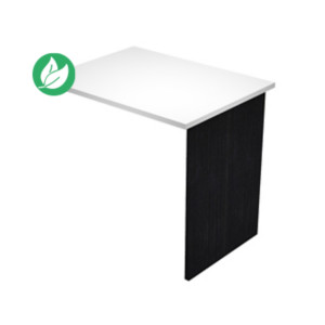 Extension retour pour bureau Pronto Bois - L.80 x P.60 cm - Plateau Blanc - Pieds panneaux Noir