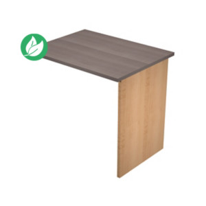 Extension retour pour bureau Pronto Bois - L.80 x P.60 cm - Plateau Cendre - Pieds panneaux Hêtre