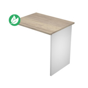 Extension retour pour bureau Pronto Bois - L.80 x P.60 cm - Plateau Chêne Canadien - Pieds panneaux Blanc Extension retour pour bureau Pronto Bois - L.80 x P.60 cm - Plateau Chêne Canadien - Pieds panneaux Blanc