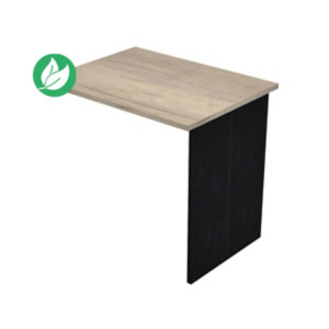 Extension retour pour bureau Pronto Bois - L.80 x P.60 cm - Plateau Chêne Canadien - Pieds panneaux Noir Extension retour pour bureau Pronto Bois - L.80 x P.60 cm - Plateau Chêne Canadien - Pieds panneaux Noir