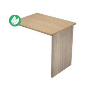 Extension retour pour bureau Pronto Bois - L.80 x P.60 cm - Plateau Chêne - Pieds panneaux Chêne Canadien