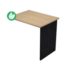 Extension retour pour bureau Pronto Bois - L.80 x P.60 cm - Plateau Chêne - Pieds panneaux Noir Extension retour pour bureau Pronto Bois - L.80 x P.60 cm - Plateau Chêne - Pieds panneaux Noir