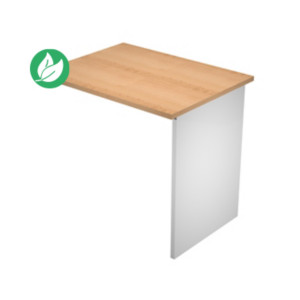 Extension retour pour bureau Pronto Bois - L.80 x P.60 cm - Plateau Hêtre - Pieds panneaux Blanc Extension retour pour bureau Pronto Bois - L.80 x P.60 cm - Plateau Hêtre - Pieds panneaux Blanc