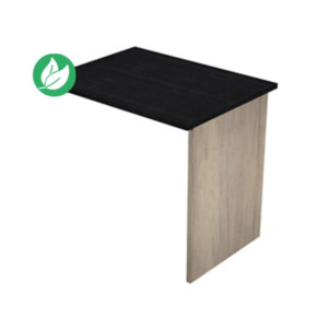 Extension retour pour bureau Pronto Bois - L.80 x P.60 cm - Plateau Noir - Pieds panneaux Chêne Canadien Extension retour pour bureau Pronto Bois - L.80 x P.60 cm - Plateau Noir - Pieds panneaux Chêne Canadien