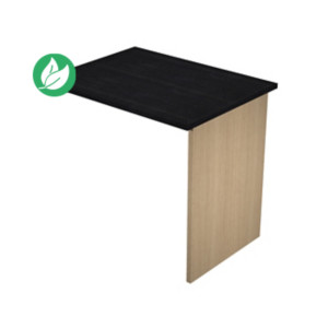 Extension retour pour bureau Pronto Bois - L.80 x P.60 cm - Plateau Noir - Pieds panneaux Chêne Extension retour pour bureau Pronto Bois - L.80 x P.60 cm - Plateau Noir - Pieds panneaux Chêne