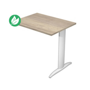 Extension retour pour bureau Pronto Métal - L.80 x P.60 cm - Plateau Chêne Canadien - Pied L Aluminium Extension retour pour bureau Pronto Métal - L.80 x P.60 cm - Plateau Chêne Canadien - Pied L Aluminium