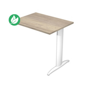 Extension retour pour bureau Pronto Métal - L.80 x P.60 cm - Plateau Chêne Canadien - Pied L Blanc Extension retour pour bureau Pronto Métal - L.80 x P.60 cm - Plateau Chêne Canadien - Pied L Blanc