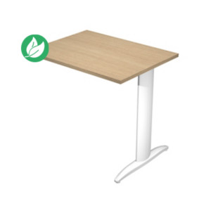 Extension retour pour bureau Pronto Métal - L.80 x P.60 cm - Plateau Chêne - Pied L Blanc Extension retour pour bureau Pronto Métal - L.80 x P.60 cm - Plateau Chêne - Pied L Blanc