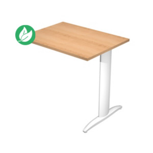 Extension retour pour bureau Pronto Métal - L.80 x P.60 cm - Plateau Hêtre - Pied L Blanc Extension retour pour bureau Pronto Métal - L.80 x P.60 cm - Plateau Hêtre - Pied L Blanc