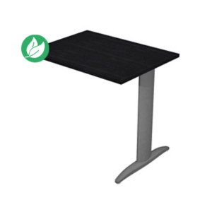 Extension retour pour bureau Pronto Métal - L.80 x P.60 cm - Plateau Noir - Pied L Anthracite