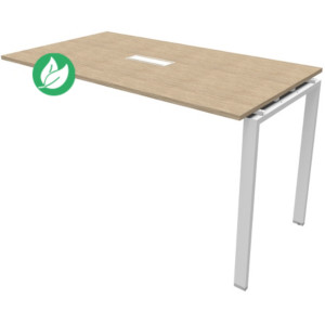 Extension de table haute réunion Visio L.180 cm x H.105 cm - Plateau Chêne  Pieds métal Blanc