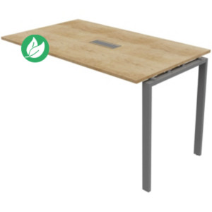 Extension de table réunion Visio L.180 cm x H.105 cm - Plateau Chêne Nebraska Pieds métal Alu