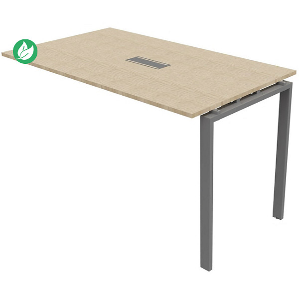 Extension de table réunion Visio L.180 cm x H.105 cm - Plateau Chêne Pieds métal Alu