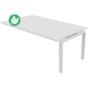 Extension de table réunion Visio L.180 cm x H.72 cm - Plateau et Pieds métal Blanc