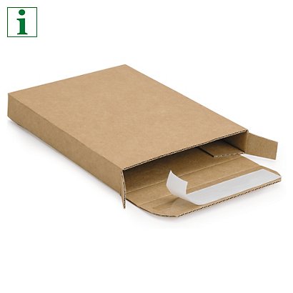 Extra flat brown postal boxes with adhesive strip 305x220x20mm