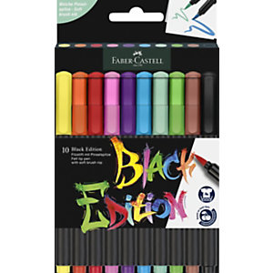Faber Castell Black Edition Rotuladores de colores, Puntal de pincel, 10 colores