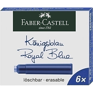 Faber-Castell Cartucho de tinta, para pluma estilográfica, caja de 6, azul