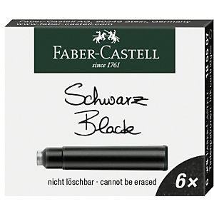 Faber-Castell Cartucho de tinta, para pluma estilográfica, caja de 6, negro