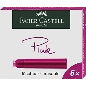 Faber-Castell Cartucho de tinta, para pluma estilográfica, caja de 6, rosa