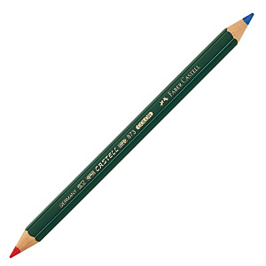 Faber-Castell Castell® Color 873 Lápiz de color, cuerpo hexagonal verde, mina roja y azul Faber-Castell Castell® Color 873 Lápiz de color, cuerpo hexagonal verde, mina roja y azul