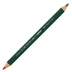 Faber-Castell Castell® Color 873 Lápiz de color, cuerpo hexagonal verde, mina roja y azul Faber-Castell Castell® Color 873 Lápiz de color, cuerpo hexagonal verde, mina roja y azul