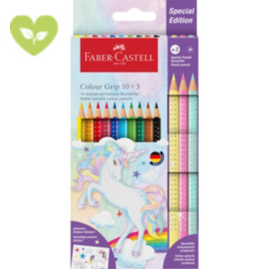 FABER-CASTELL Colour Grip Unicorno 10 Matite colorate, Colori Assortiti + 3 Matite colorate Sparkle, Colori Assortiti Pastello FABER-CASTELL Colour Grip Unicorno 10 Matite colorate, Colori Assortiti + 3 Matite colorate Sparkle, Colori Assortiti Pastello