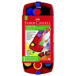 Faber-Castell Connector Acuarelas, estuche de plástico, 12 colores + blanco