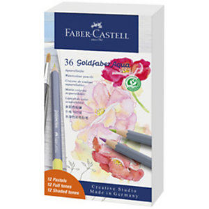 FABER-CASTELL Crayon GOLDFABER Aquarelle, boîte métal de 36