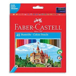 FABER CASTELL Etui de 48 crayons de couleur Château assortis + un taille-crayon