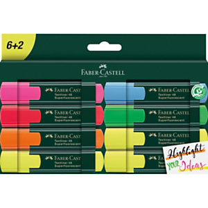 FABER-CASTELL Evidenziatore Textliner 48 Superfluorescent, Punta a scalpello, Tratto 1 - 5 mm, Colori Assortiti (confezione 8 pezzi) FABER-CASTELL Evidenziatore Textliner 48 Superfluorescent, Punta a scalpello, Tratto 1 - 5 mm, Colori Assortiti (confezione 8 pezzi)