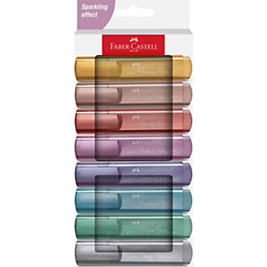 FABER-CASTELL Evidenziatori Textliner 46 Metallic, Punta a scalpello, Tratto 1 - 2 - 5 mm, Colori Assortiti Metallizzati (confezione 8 pezzi) FABER-CASTELL Evidenziatori Textliner 46 Metallic, Punta a scalpello, Tratto 1 - 2 - 5 mm, Colori Assortiti Metallizzati (confezione 8 pezzi)