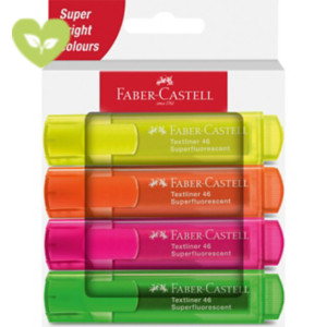 FABER-CASTELL Evidenziatori Textliner 46 Superfluorescent, Punta a scalpello, Tratto 1 - 2 - 5 mm, Colori assortiti (confezione 4 pezzi) FABER-CASTELL Evidenziatori Textliner 46 Superfluorescent, Punta a scalpello, Tratto 1 - 2 - 5 mm, Colori assortiti (confezione 4 pezzi)