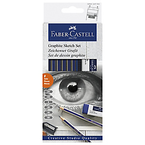 Faber-Castell Goldfaber Kit de Lápices de grafito con minas 2H, HB, B, 2B, 4B, 6B, cuerpo hexagonal, sacapuntas y goma de borrar Faber-Castell Goldfaber Kit de Lápices de grafito con minas 2H, HB, B, 2B, 4B, 6B, cuerpo hexagonal, sacapuntas y goma de borrar