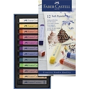 FABER-CASTELL Goldfaber Tiza pastel blanda, caja de 12, colores surtidos