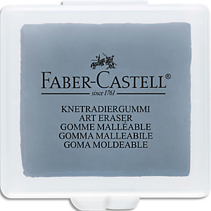 FABER CASTELL Gomme MIE DE PAIN grise. Pour les dessins réalisés au fusain et pastel. Boîte de stockage