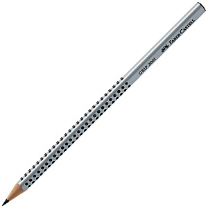 Faber-Castell GRIP 2001 Matita in grafite, Mina 2B, Fusto triangolare argento con impugnatura morbida Faber-Castell GRIP 2001 Matita in grafite, Mina 2B, Fusto triangolare argento con impugnatura morbida