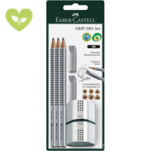 Faber-Castell GRIP 2001 Matita in grafite, Mina HB, Fusto triangolare argento con impugnatura morbida Faber-Castell GRIP 2001 Matita in grafite, Mina HB, Fusto triangolare argento con impugnatura morbida