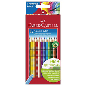 Faber-Castell Grip Lápices de colores, cuerpo triangular, colores de minas variados Faber-Castell Grip Lápices de colores, cuerpo triangular, colores de minas variados
