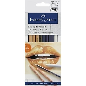 Faber-Castell Kit de Lápices carbón Creative Studio, Carboncillo, estuche de 6