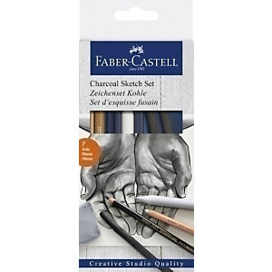 Faber-Castell Kit de Lápices carbón Creative Studio, Carboncillo, estuche de 7
