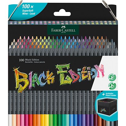 FABER-CASTELL Matita colorata Black Edition, Fusto Triangolare, Colori  Assortiti (confezione 100 pezzi) - Matite Colorate