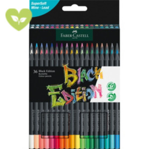 FABER-CASTELL Matita colorata Black Edition, Fusto Triangolare, Colori Assortiti (confezione 36 pezzi) FABER-CASTELL Matita colorata Black Edition, Fusto Triangolare, Colori Assortiti (confezione 36 pezzi)